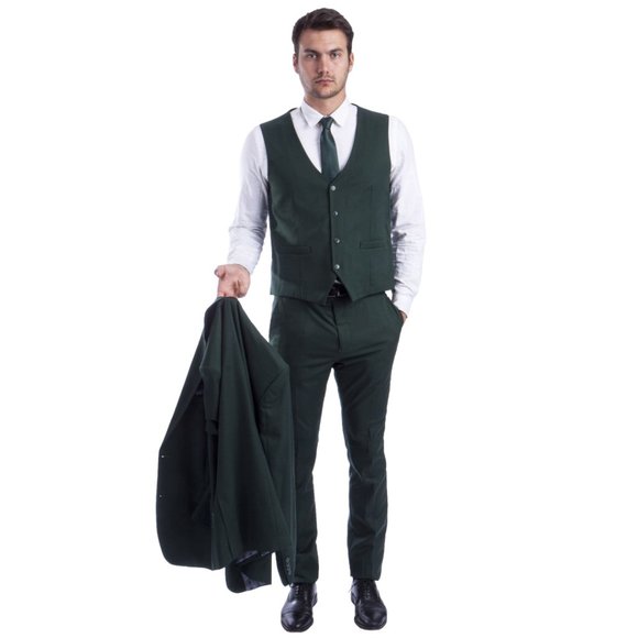 Men's Skinny-Fit 3pc Green Suit by Sean Alexander - Picture 3 of 6